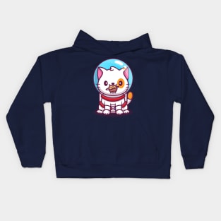 Cute Cat Astronaut With Ball Cartoon Kids Hoodie